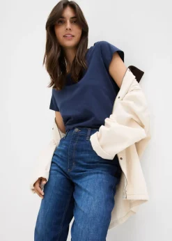 bonprix bonprix Vaqueros mom, high waist, cropped Azul oscuro denim Online