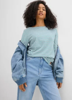 bonprix bonprix Vaqueros mom, high waist, cropped azul claro denim usado Best