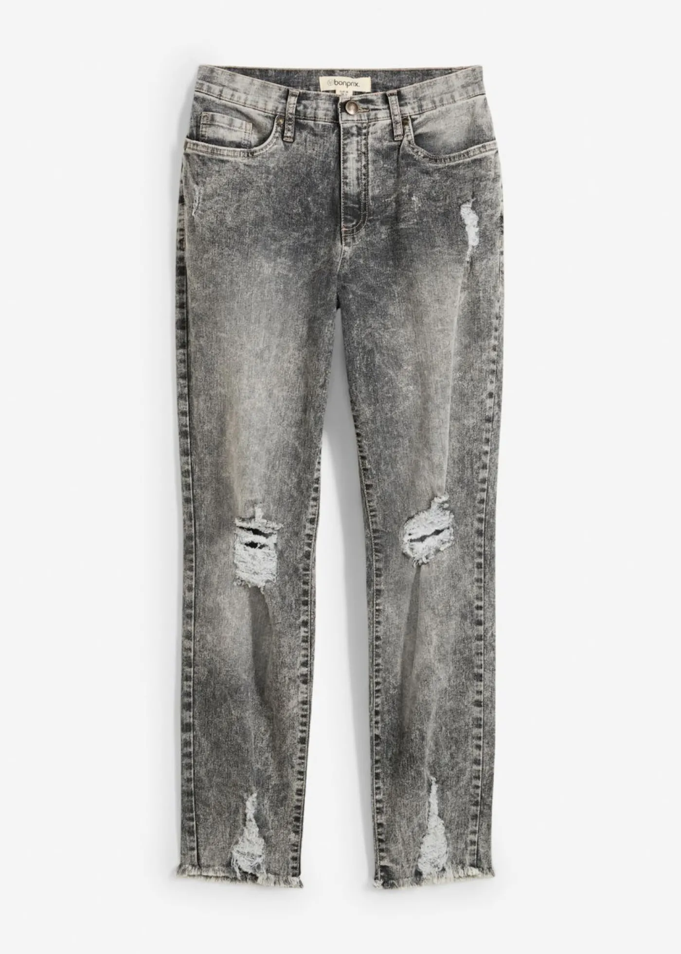 bonprix bonprix Vaqueros mom, high waist, con efecto roto Denim gris usado Best