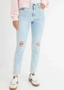 bonprix bonprix Vaqueros mom, high waist, con efecto roto Denim gris usado Best