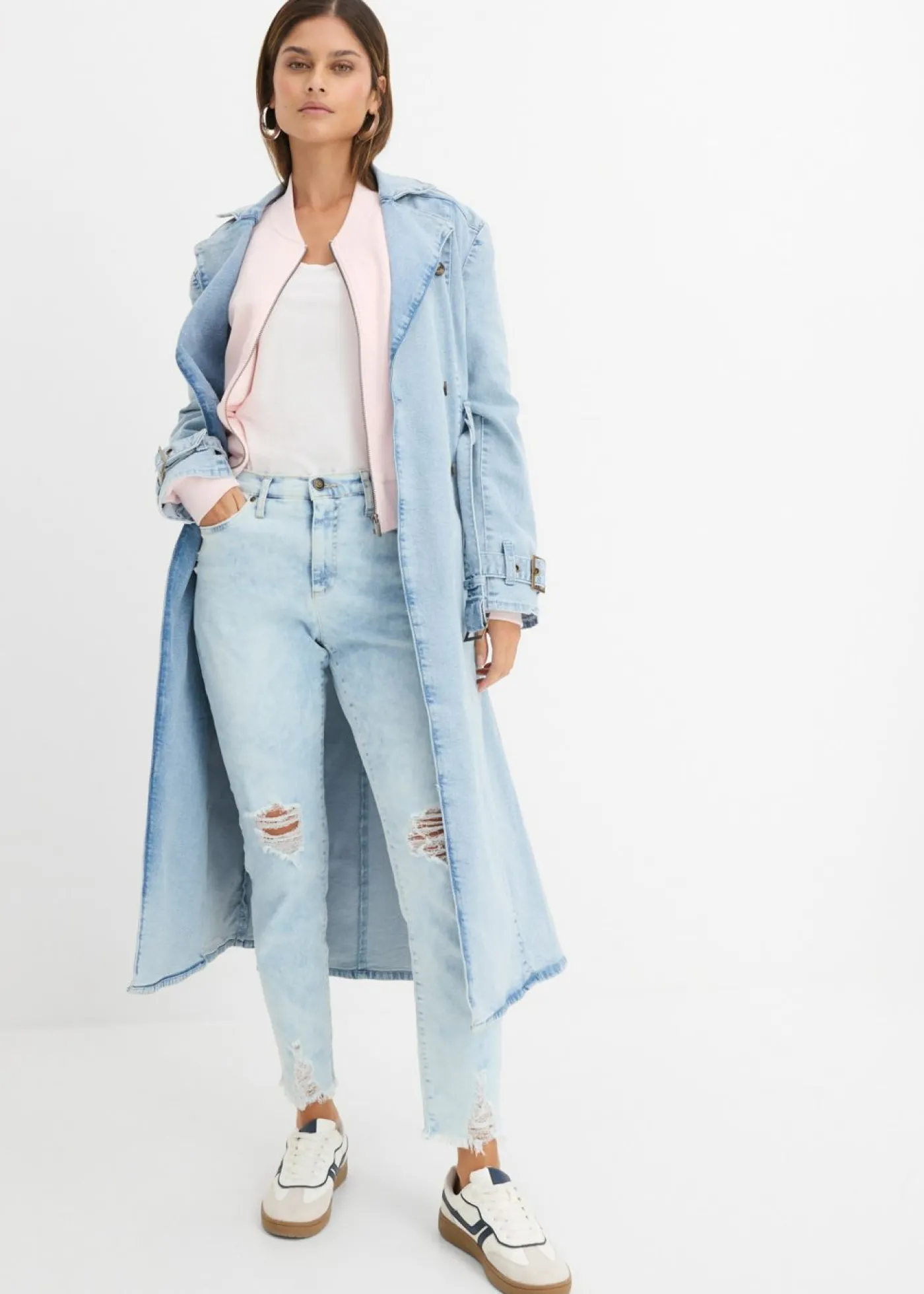 bonprix bonprix Vaqueros mom, high waist, con efecto roto Denim gris usado Best