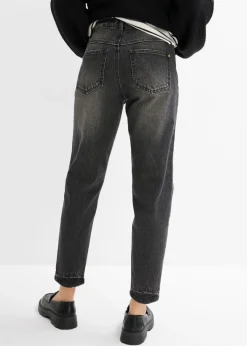 bonprix bonprix Vaqueros mom, high waist, low stretch, cropped negro denim usado New