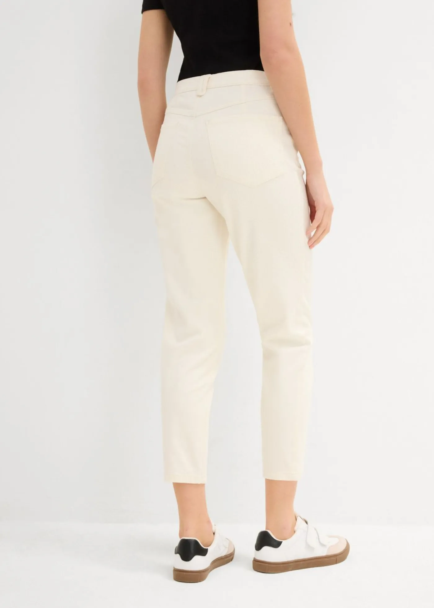 bonprix bonprix Vaqueros mom, high waist, low stretch, cropped Blanco lana Discount