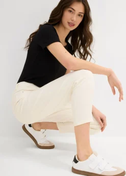 bonprix bonprix Vaqueros mom, high waist, low stretch, cropped Blanco lana Discount