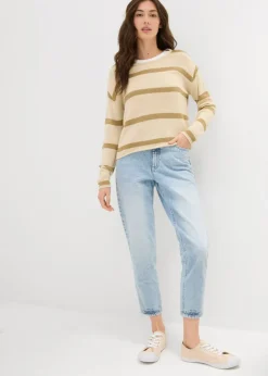 bonprix bonprix Vaqueros mom, high waist, low stretch, cropped azul hielo denim usado Outlet