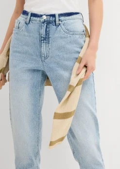 bonprix bonprix Vaqueros mom, high waist, low stretch, cropped azul hielo denim usado Outlet