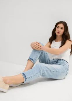 bonprix bonprix Vaqueros mom, high waist, low stretch, cropped azul hielo denim usado Outlet