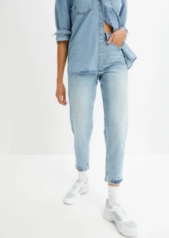bonprix bonprix Vaqueros mom, high waist, low stretch, cropped azul hielo denim usado New