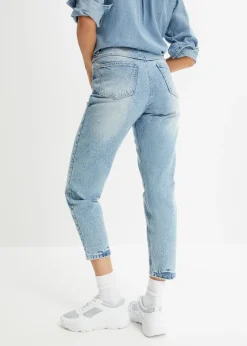 bonprix bonprix Vaqueros mom, high waist, low stretch, cropped azul hielo denim usado New