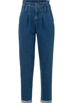 bonprix bonprix Vaqueros mom, talle alto, elásticos Azul piedra Online
