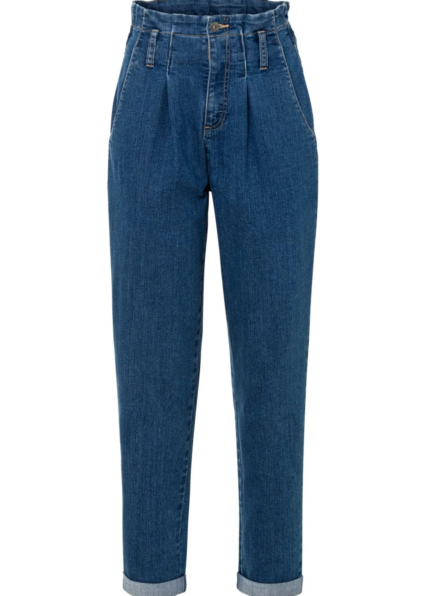 bonprix bonprix Vaqueros mom, talle alto, elásticos Azul piedra Online