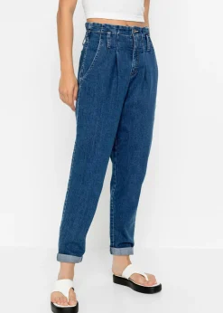 bonprix bonprix Vaqueros mom, talle alto, elásticos Azul piedra Online