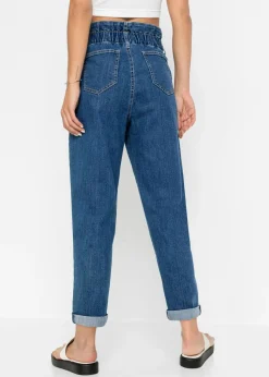 bonprix bonprix Vaqueros mom, talle alto, elásticos Azul piedra Online