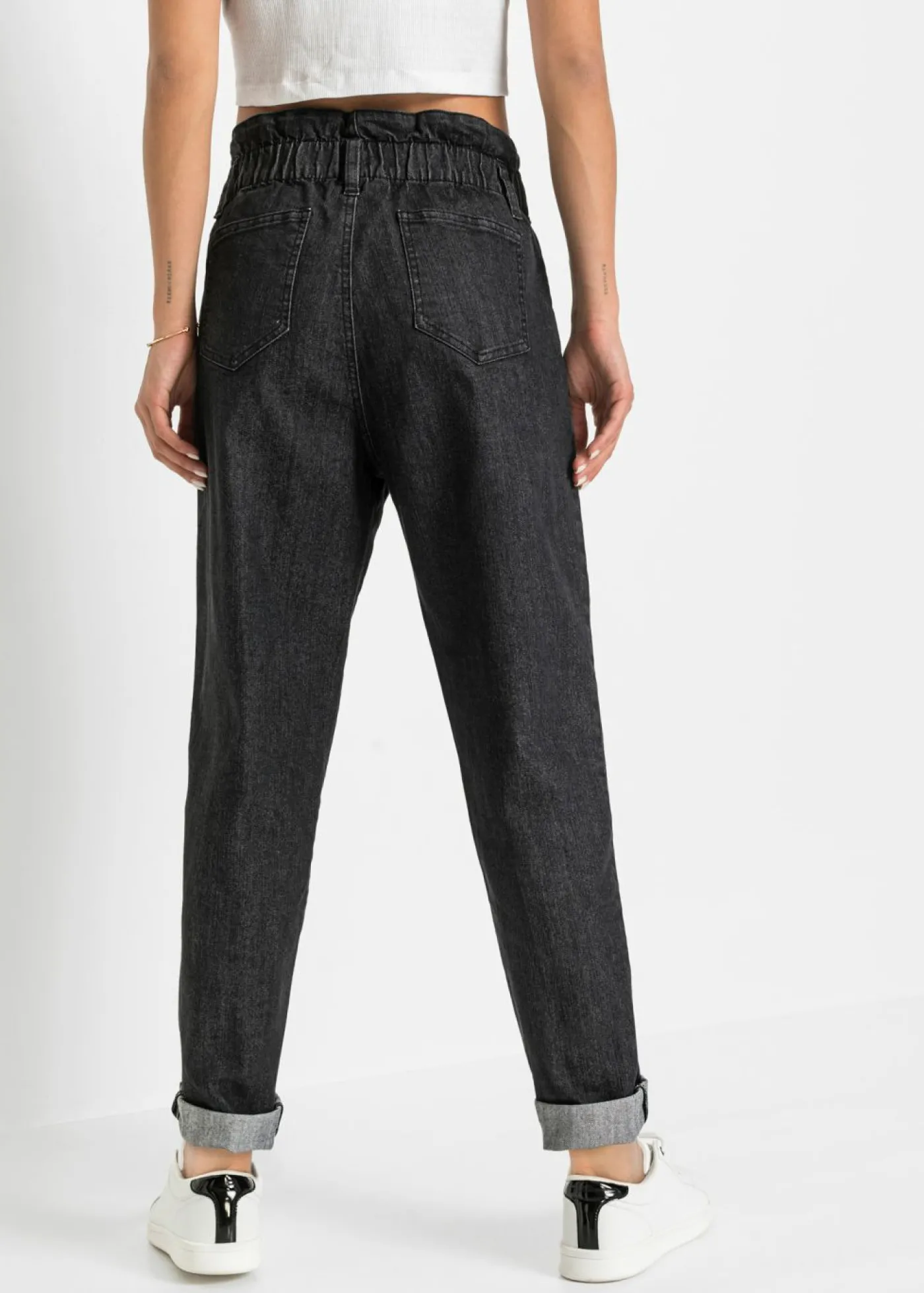 bonprix bonprix Vaqueros mom, talle alto, elásticos Negro denim New