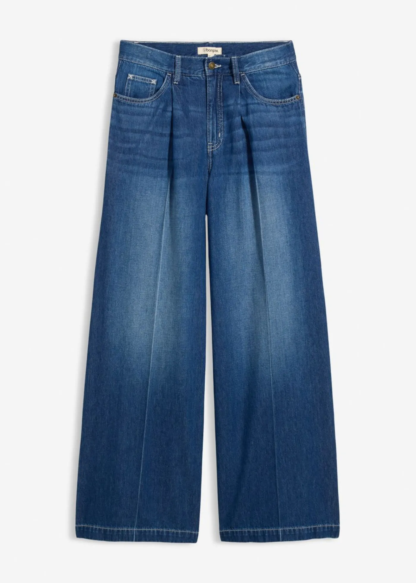 bonprix bonprix Vaqueros palazzo, super wide, de algodón azul oscuro denim usado Outlet