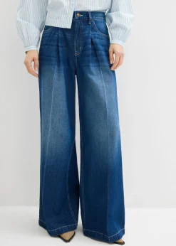 bonprix bonprix Vaqueros palazzo, super wide, de algodón azul oscuro denim usado Outlet