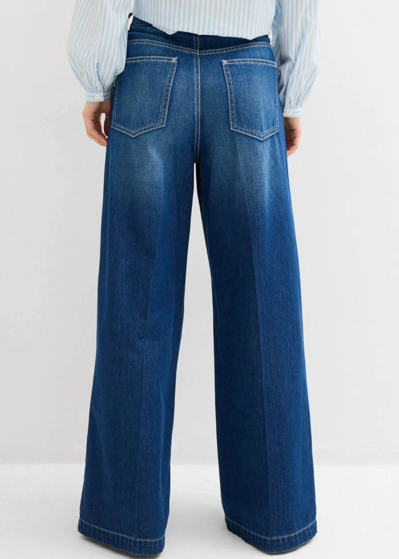 bonprix bonprix Vaqueros palazzo, super wide, de algodón azul oscuro denim usado Outlet