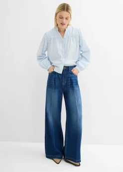 bonprix bonprix Vaqueros palazzo, super wide, de algodón azul oscuro denim usado Outlet