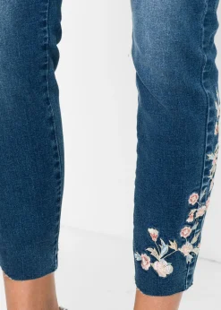 bonprix bonprix Vaqueros pitillo con largo acortado y talle medio Denim de flores Discount