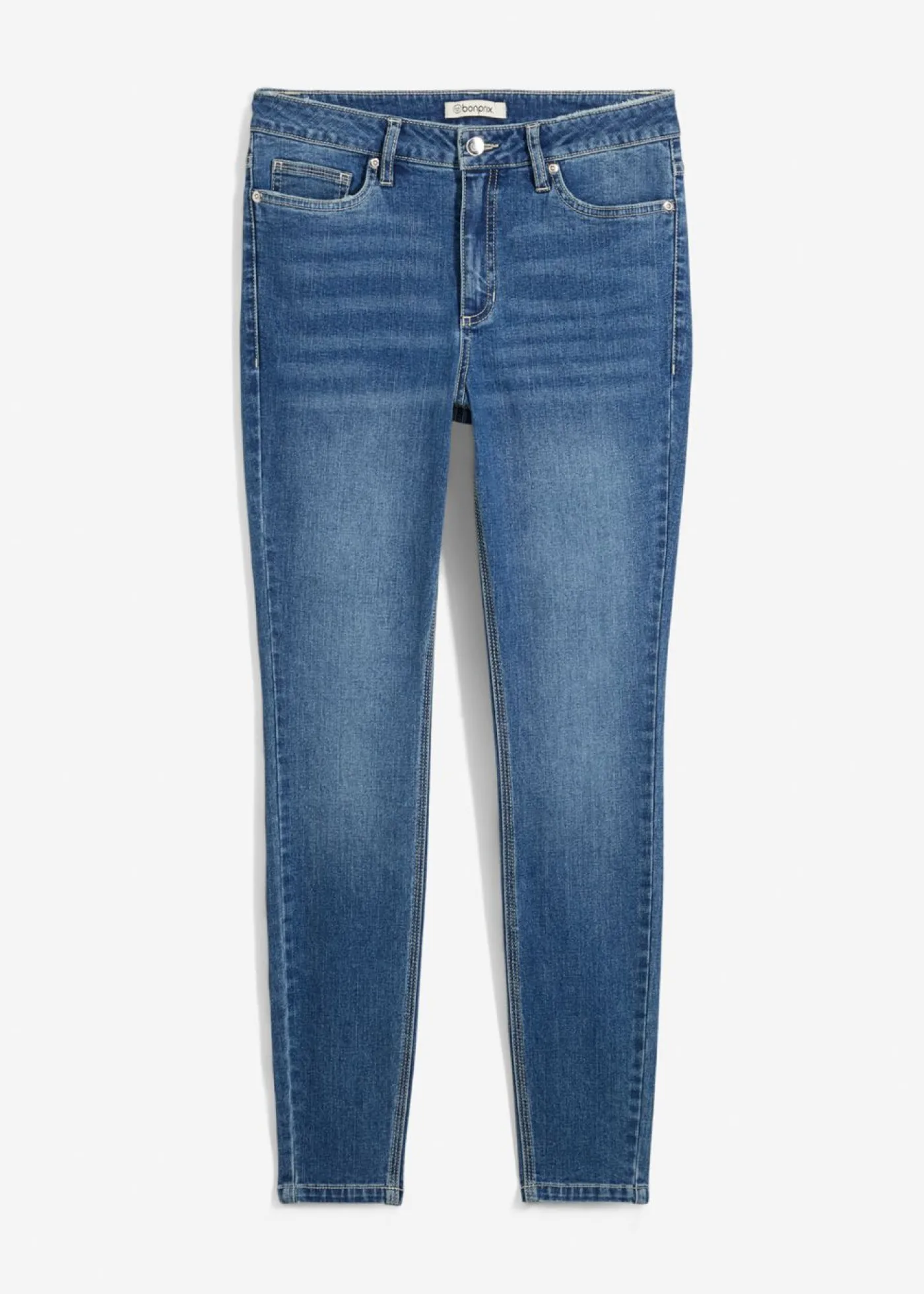 bonprix bonprix Vaqueros pitillo de tiro medio y corte cropped Azul piedra usado Best