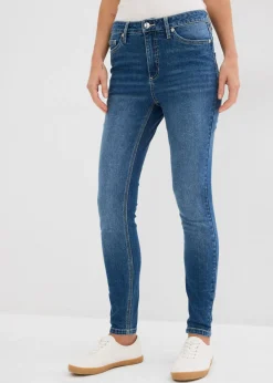 bonprix bonprix Vaqueros pitillo de tiro medio y corte cropped Azul piedra usado Best