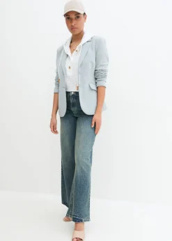 bonprix bonprix Vaqueros poco elásticos de pernera ancha y talle alto Denim desgastado Clearance
