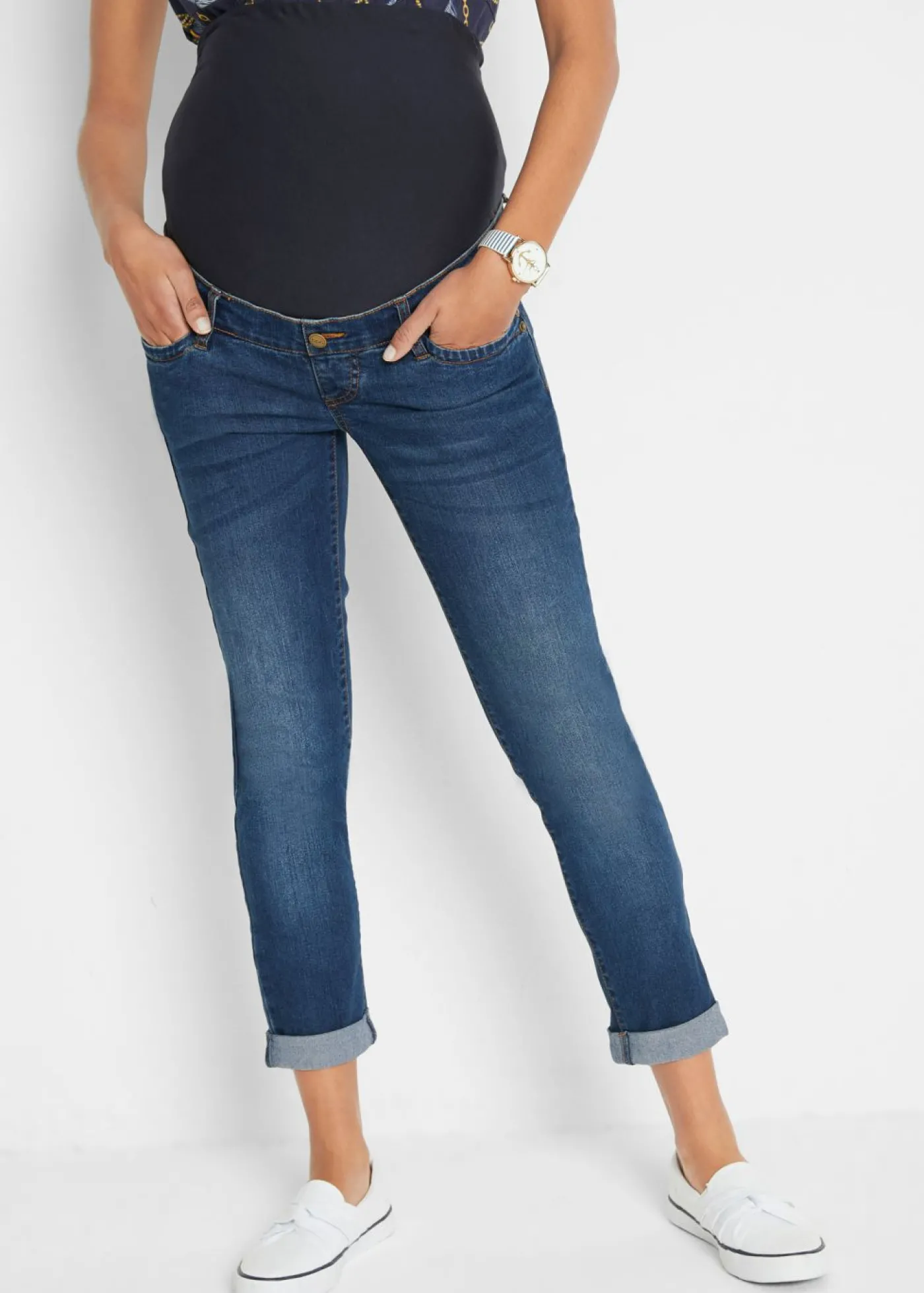 bonprix bonprix Vaqueros premamá con largo 7/8, slim Azul piedra New