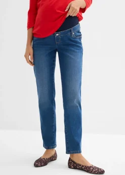 bonprix bonprix Vaqueros premamá hasta el tobillo con corte recto azul claro denim-café con hielo Hot