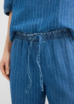 bonprix bonprix Vaqueros pull on, wide leg en algodón azul piedra con rayas Hot
