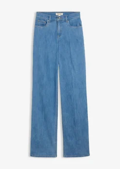 bonprix bonprix Vaqueros rectos con corte holgado, talle medio y largo completo azul claro denim Online