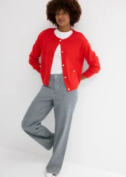 bonprix bonprix Vaqueros rectos con corte holgado, talle alto y diseño de rayas denim intenso-blanco con rayas Sale