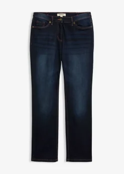 bonprix bonprix Vaqueros rectos con talle medio y cintura cómoda Azul oscuro denim Online