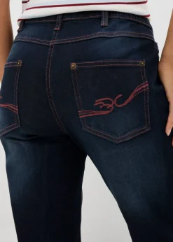 bonprix bonprix Vaqueros rectos con talle medio y cintura cómoda Azul oscuro denim Online