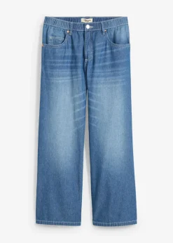 bonprix bonprix Vaqueros rectos con talle medio, cinturilla cómoda y material elástico Azul piedra usado Outlet