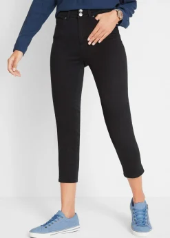 bonprix bonprix Vaqueros rectos con talle medio y cintura cómoda denim negro Online