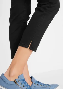 bonprix bonprix Vaqueros rectos con talle medio y cintura cómoda denim negro Online