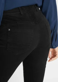 bonprix bonprix Vaqueros rectos con talle medio y cintura cómoda denim negro Online