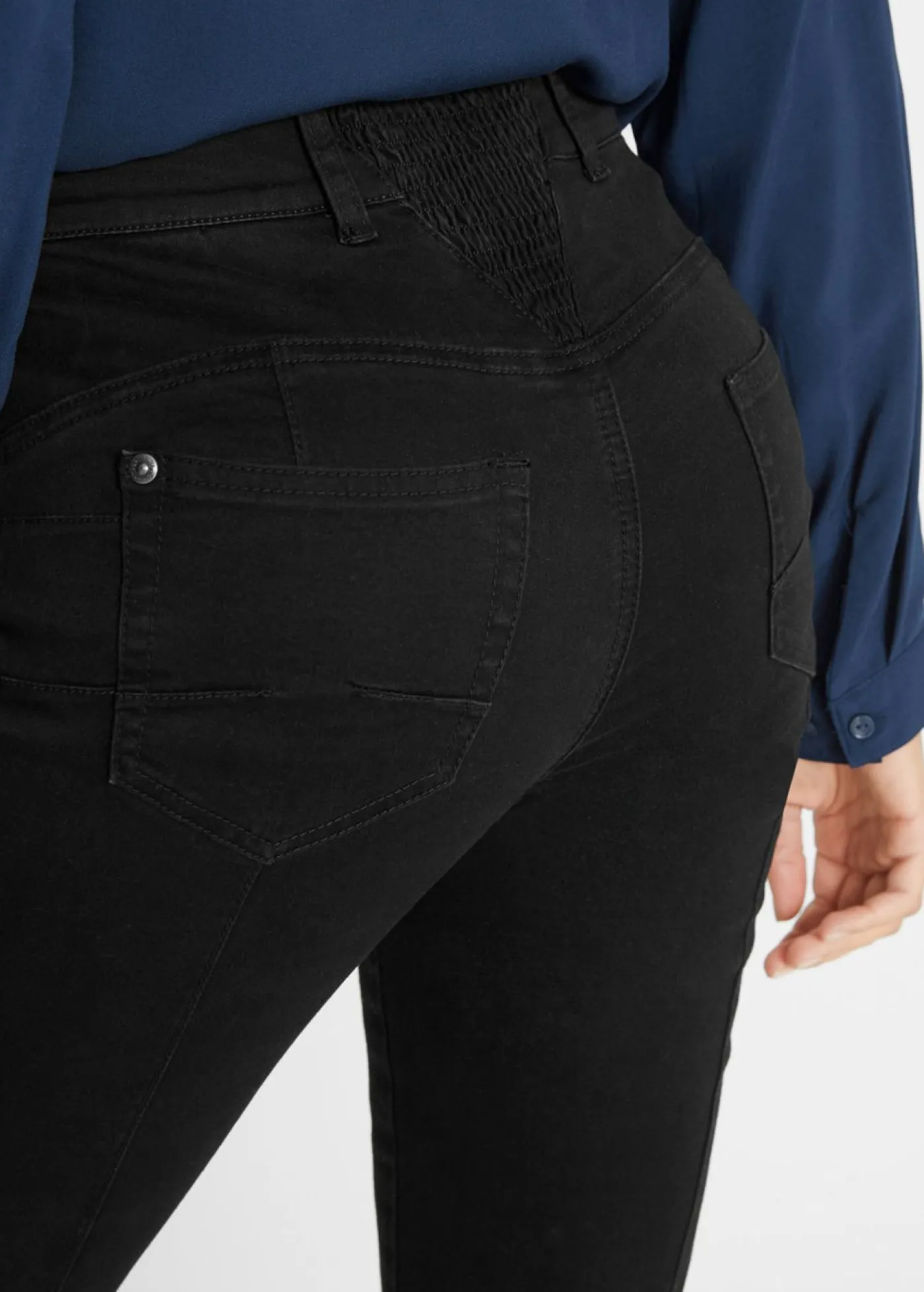 bonprix bonprix Vaqueros rectos con talle medio y cintura cómoda denim negro Online