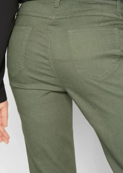 bonprix bonprix Vaqueros rectos con talle medio y cintura cómoda Verde oliva Sale