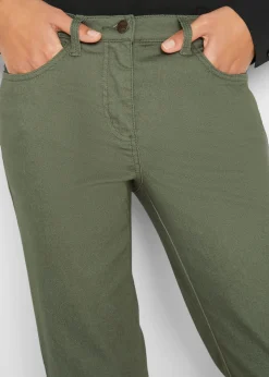bonprix bonprix Vaqueros rectos con talle medio y cintura cómoda Verde oliva Sale