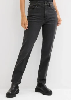 bonprix bonprix Vaqueros rectos con talle alto y largo cropped denim gris oscuro usado Discount