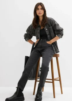 bonprix bonprix Vaqueros rectos con talle alto y largo cropped denim gris oscuro usado Discount
