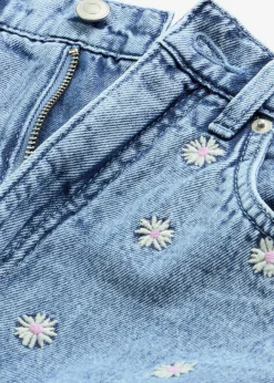 bonprix bonprix Vaqueros rectos de algodón con talle alto Denim claro desgastado Clearance