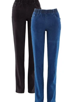 bonprix bonprix Vaqueros rectos de talle medio (2 unidades) denim negro Online