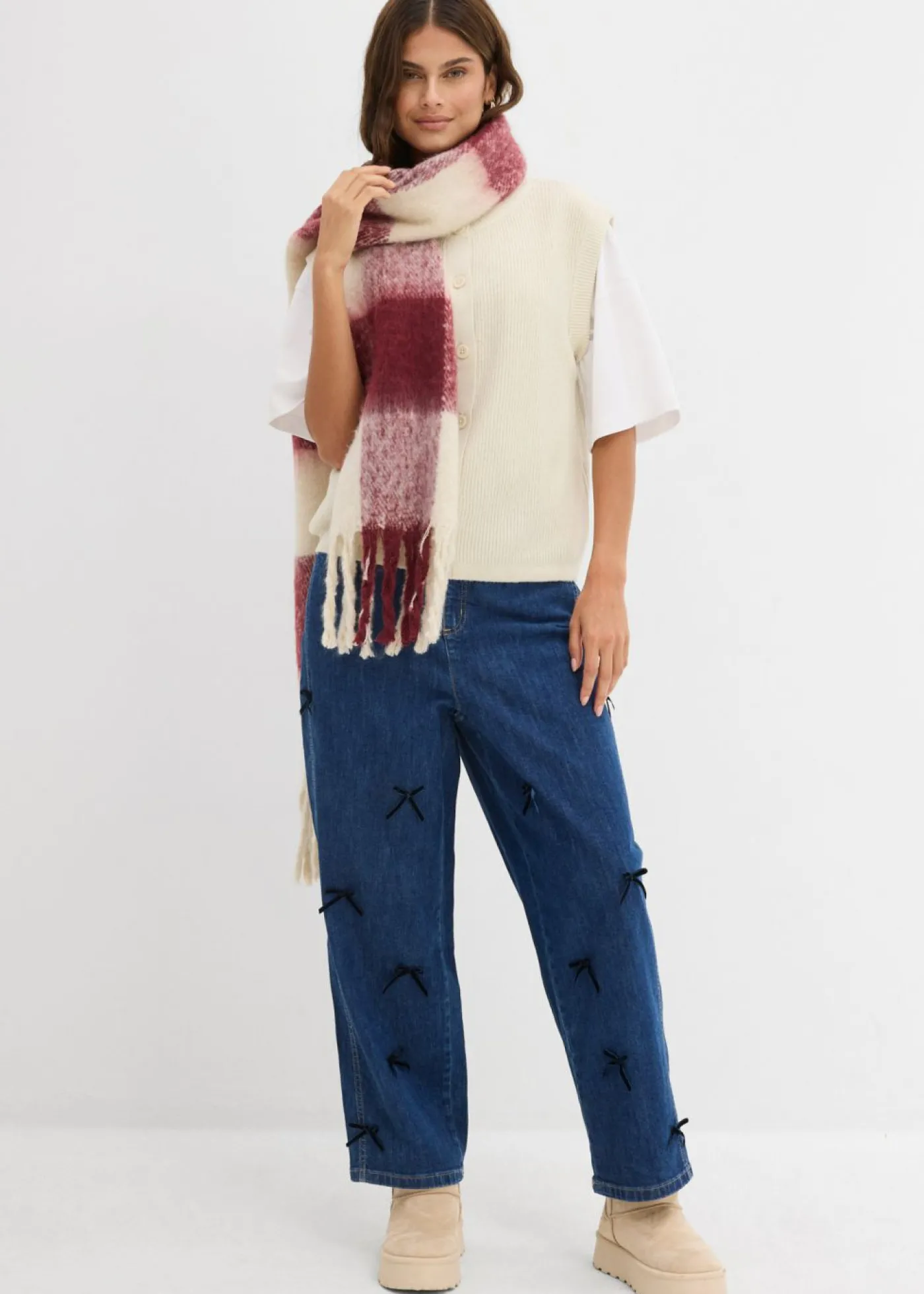 bonprix bonprix Vaqueros rectos de talle alto con cinturilla cómoda y corte barrel azul piedra-azul marino usado Discount