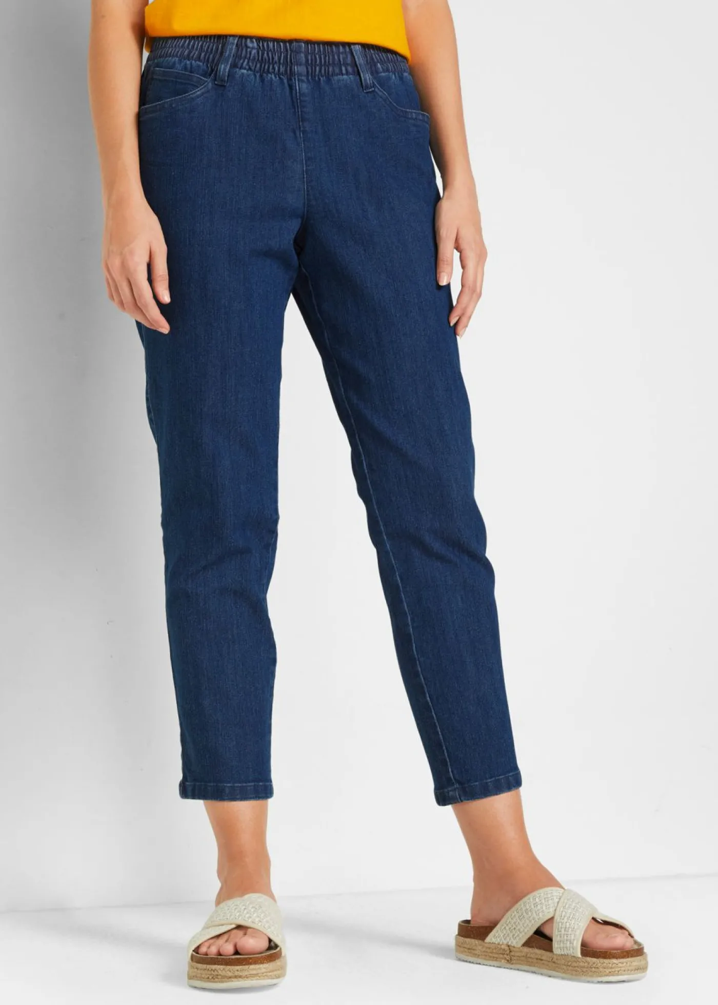 bonprix bonprix Vaqueros rectos de talle medio con cintura cómoda (2 unidades) denim negro Online