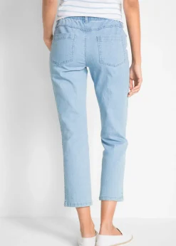 bonprix bonprix Vaqueros rectos de talle medio con cintura cómoda (2 unidades) Blanco + denim claro
