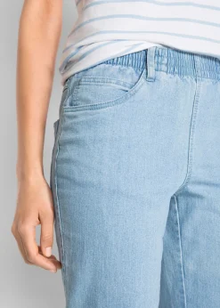 bonprix bonprix Vaqueros rectos de talle medio con cintura cómoda (2 unidades) Blanco + denim claro