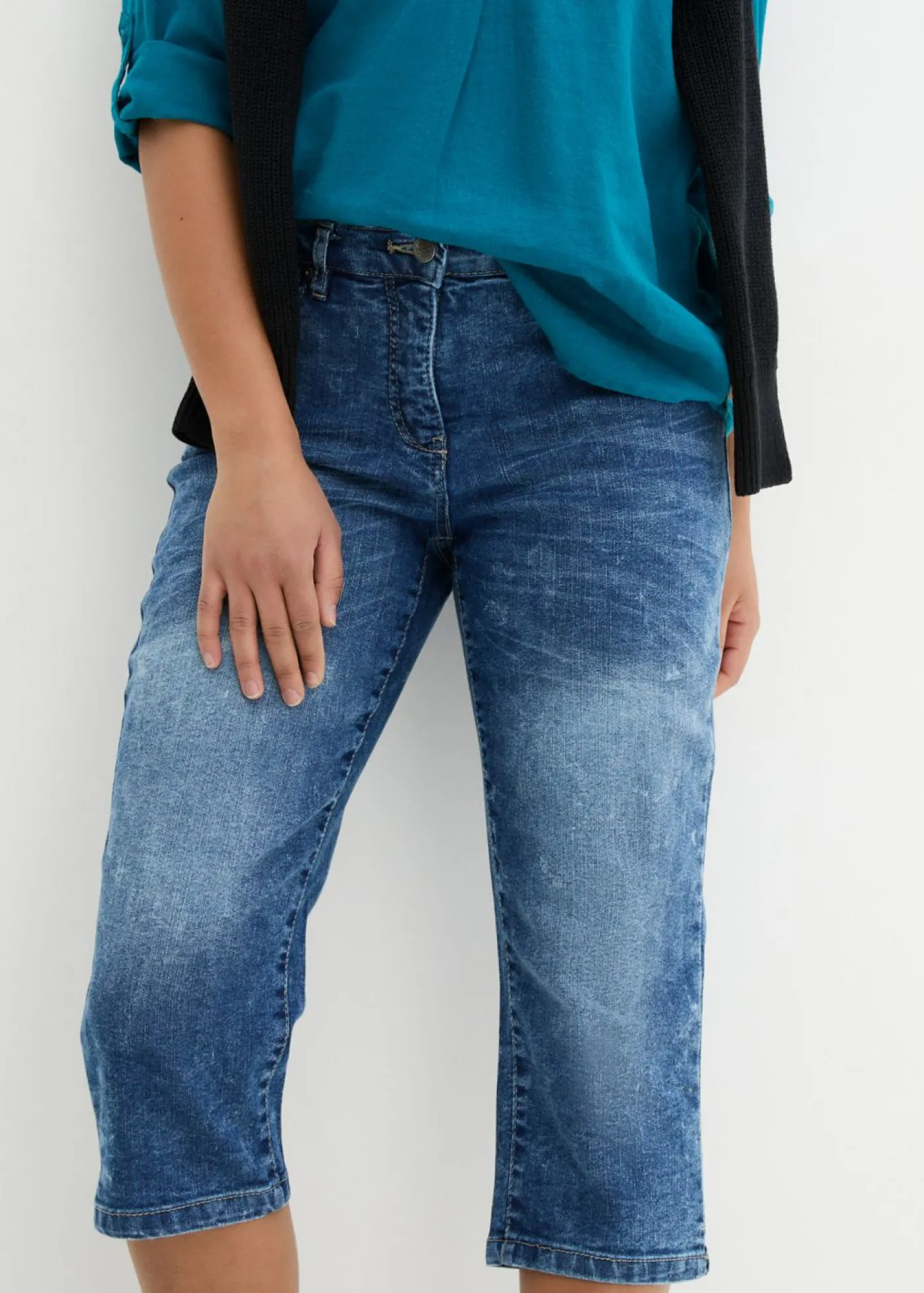 bonprix bonprix Vaqueros rectos elásticos con talle medio Vaquero azul New