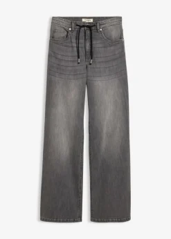 bonprix bonprix Vaqueros rectos holgados de talle alto Denim gris usado Outlet